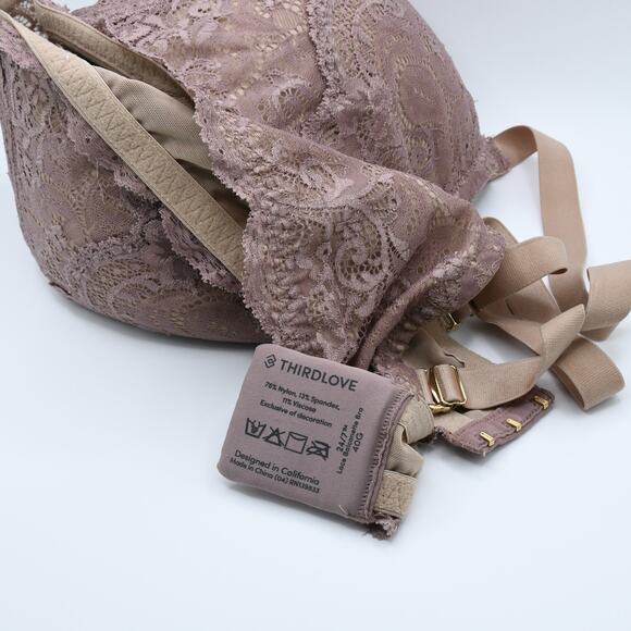ThirdLove 24/7 Lace Balconette Bra 40G Mocha Brown - Picture 3 of 4